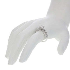 1/4 cttw Diamond Cluster Set Wedding Engagement Ring 14K White Gold Bridal