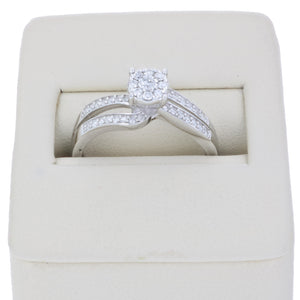 1/4 cttw Diamond Cluster Set Wedding Engagement Ring 14K White Gold Bridal