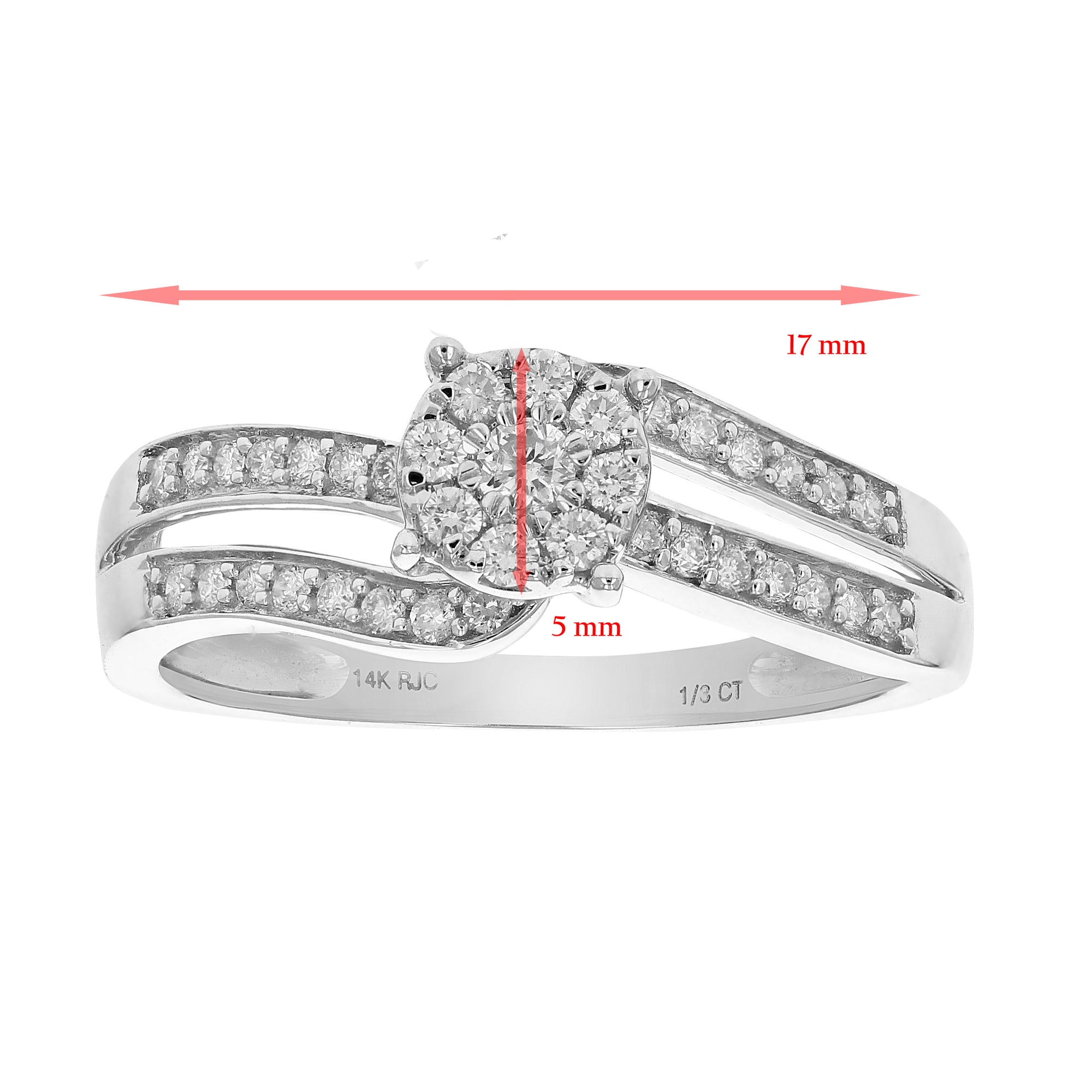 1/4 cttw Diamond Cluster Set Wedding Engagement Ring 14K White Gold Bridal