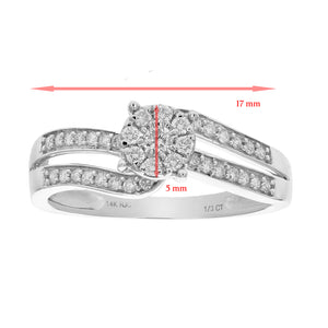 1/4 cttw Diamond Cluster Set Wedding Engagement Ring 14K White Gold Bridal