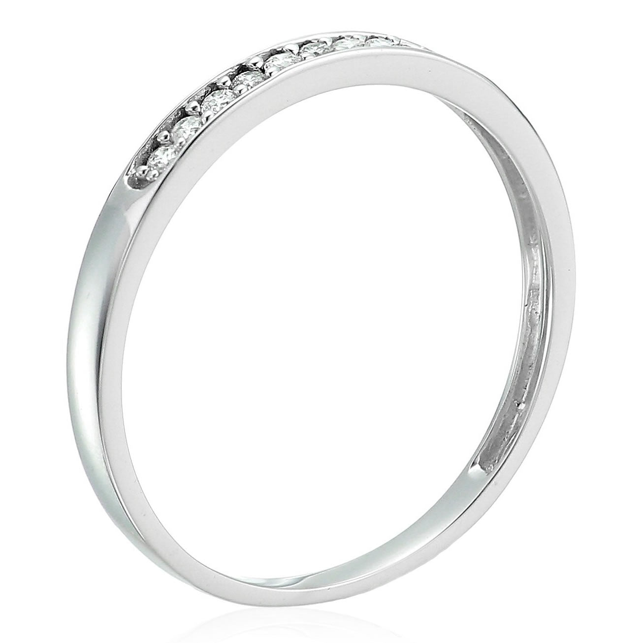 1/10 cttw Diamond Wedding Band for Women, 14K White Gold Wedding Band with 10 Stones Prong Set, Size 5-9