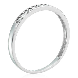 1/10 cttw Diamond Wedding Band for Women, 14K White Gold Wedding Band with 10 Stones Prong Set, Size 5-9