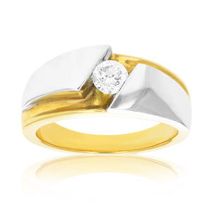 1/2 cttw Men's Diamond Engagement Ring 18K Yellow Gold and Platinum Size 10