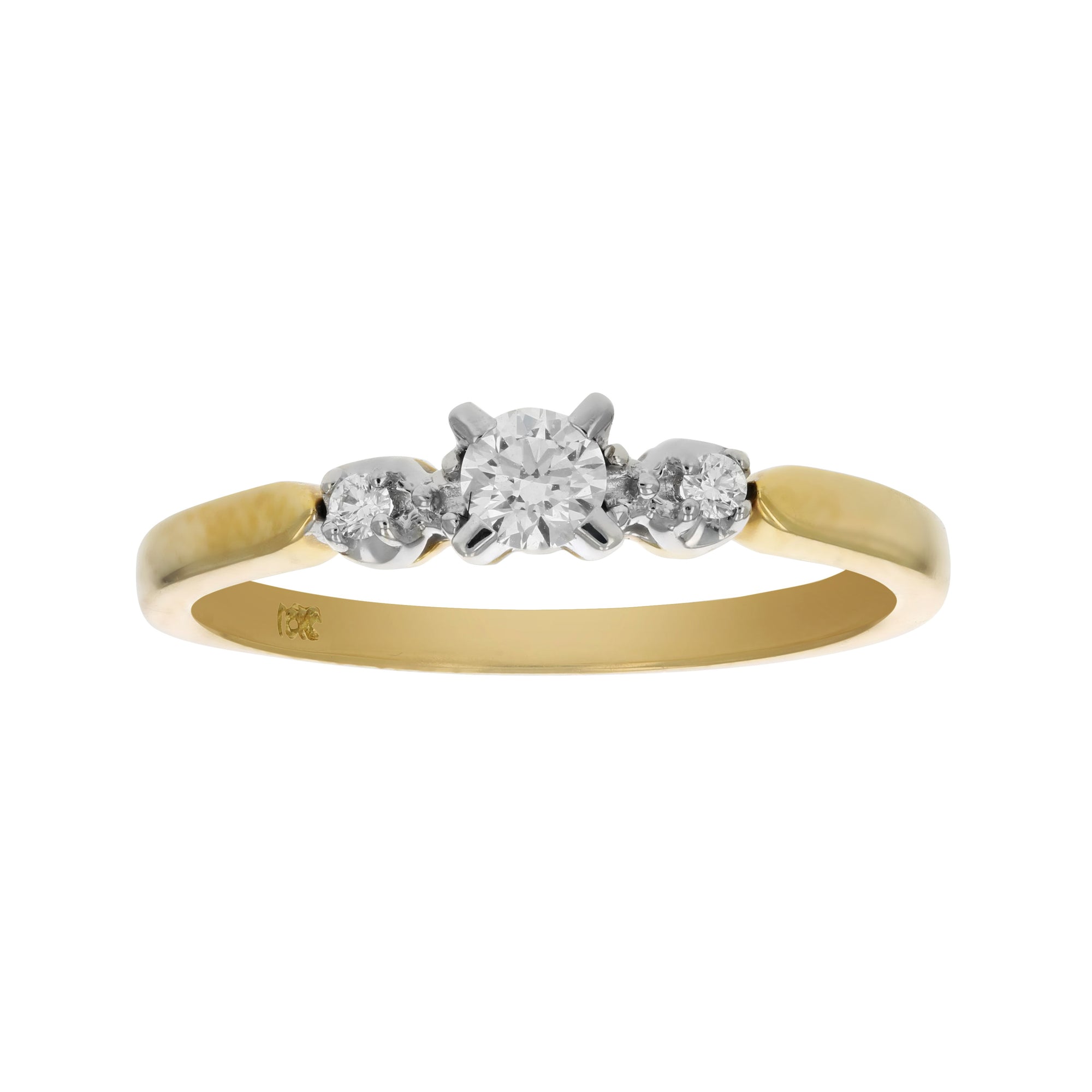 1/4 cttw Diamond 3 Stone Ring 18K Yellow Gold Size 7