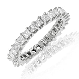 2 cttw Diamond Eternity Ring for Women, Princess Cut Diamond Wedding Band in 14K White Gold Prong Set, Size 4.5-10