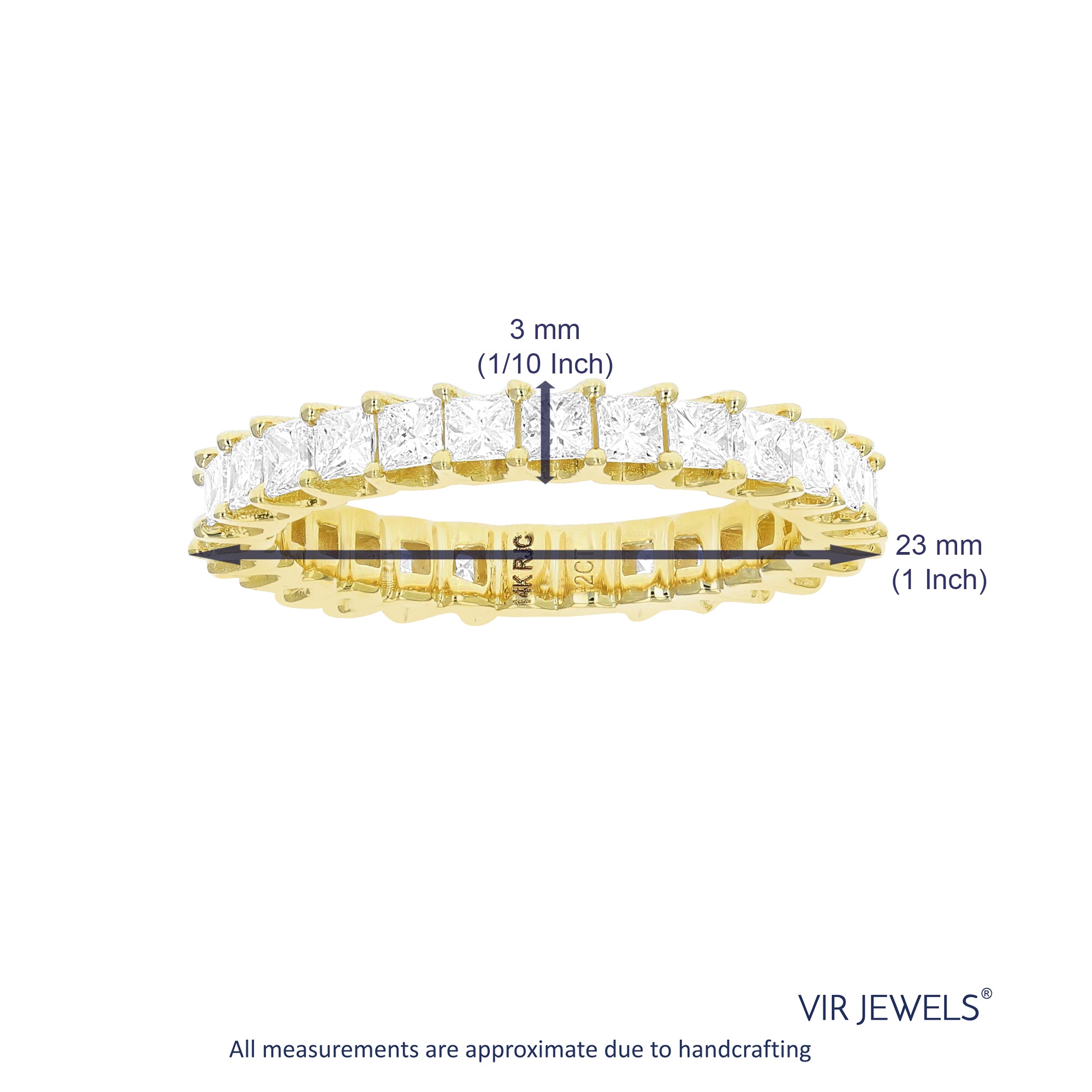 2 cttw Diamond Eternity Ring for Women, Princess Cut Diamond Wedding Band in 14K Yellow Gold Prong Set, Size 4.5-10