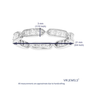 1 cttw Princess Diamond Eternity Ring Wedding Band with Milgrain 14K White Gold