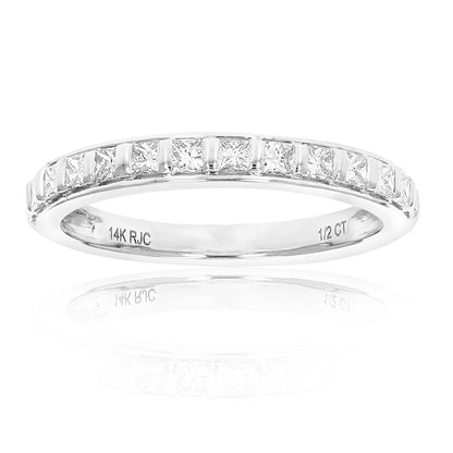 1/2 cttw Princess Cut Diamond Wedding Band 14K Gold 13 Stones Channel Set