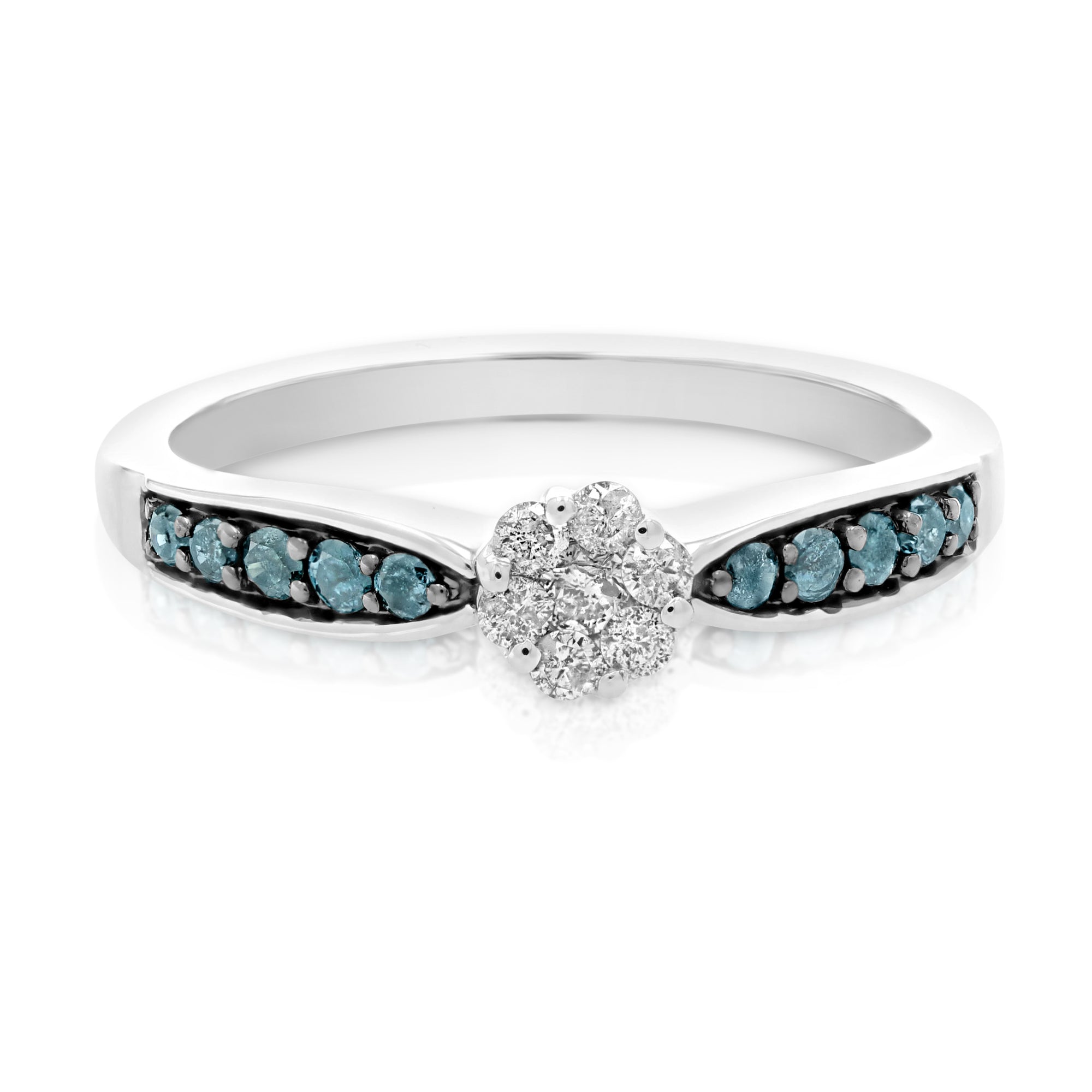 1/3 cttw Blue Diamond Solitaire Ring 10K White Gold Size 7