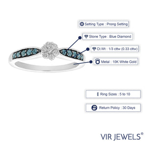 1/3 cttw Blue Diamond Solitaire Ring 10K White Gold Size 7