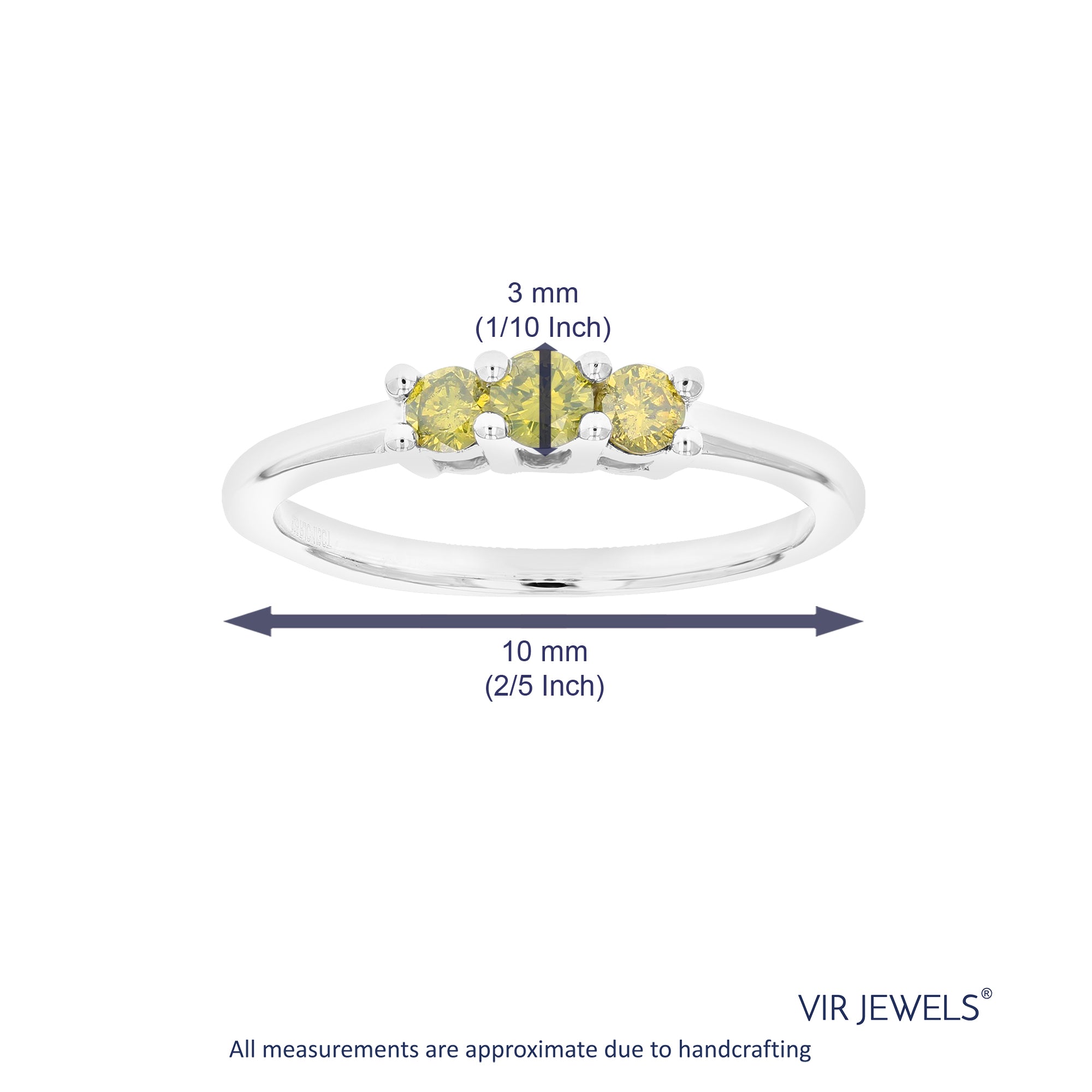 1/3 cttw 3 Stone Round Yellow Diamond Engagement Ring .925 Sterling Silver Prong Set