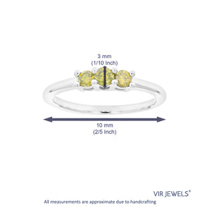 1/3 cttw 3 Stone Round Yellow Diamond Engagement Ring .925 Sterling Silver Prong Set