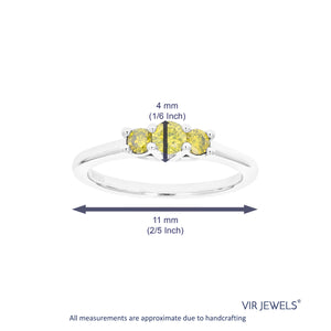 3/8 cttw 3 Stone Round Yellow Diamond Engagement Ring .925 Sterling Silver Prong Set