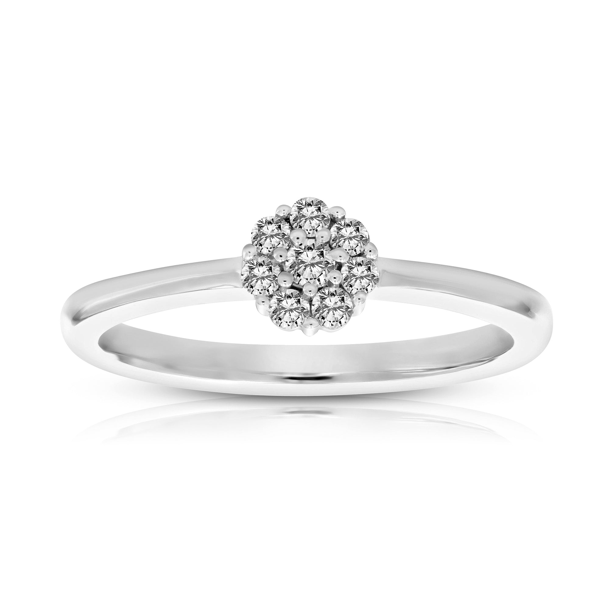 0.15 cttw 7-Stone Diamond Cluster Composite Ring 10K White Gold Bridal Size 7