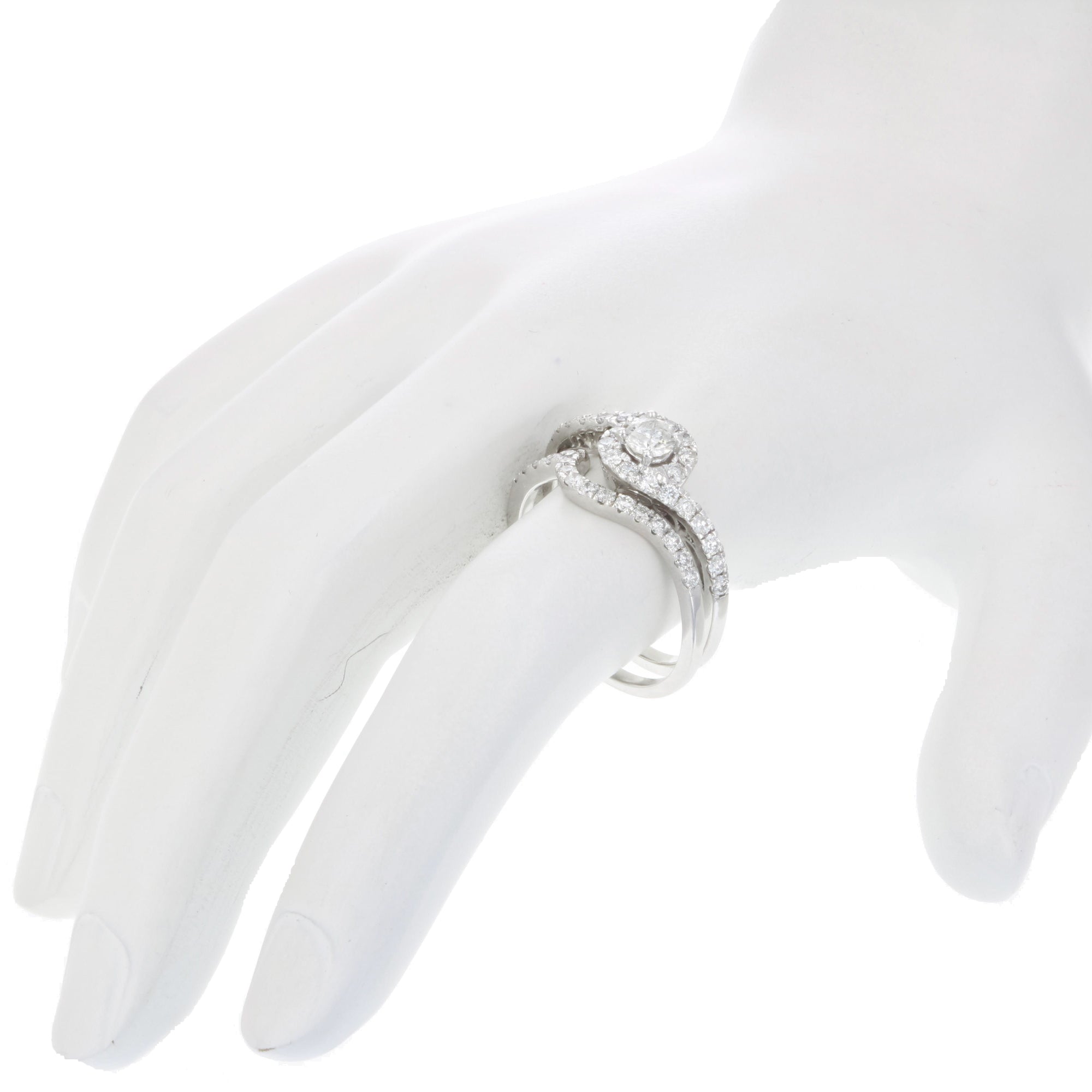 3/4 cttw Diamond Prong Set Wedding Engagement Ring Set 14K White Gold Bridal