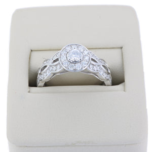 3/4 cttw Diamond Engagement Ring 14K White Gold Halo Prong Set Bridal Style