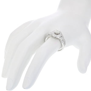 3/4 cttw Diamond Halo Round Wedding Engagement Ring 14K White Gold Bridal Ring