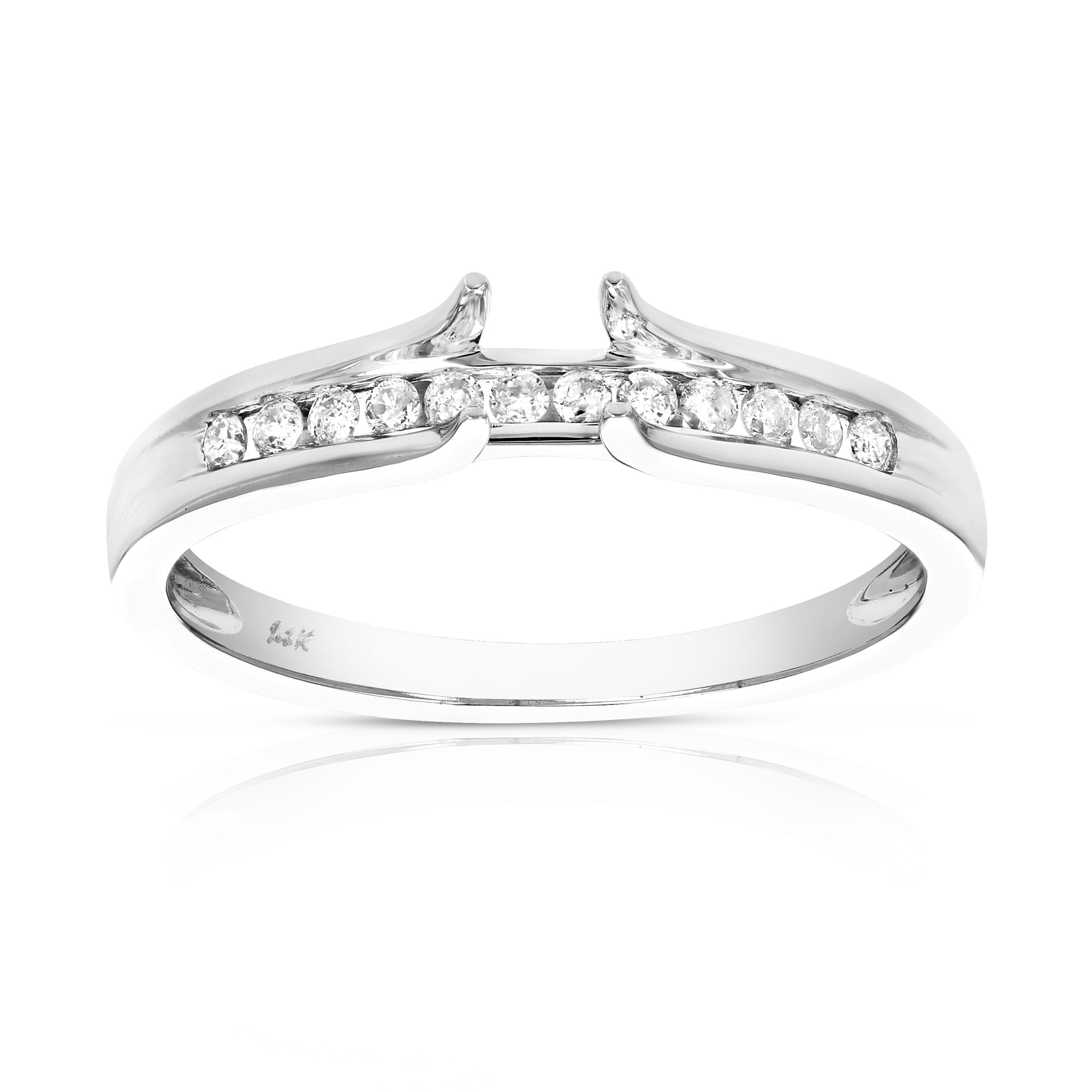 1/8 cttw Diamond Semi Mount Engagement Ring 14K White Gold Wedding Bridal Size 7