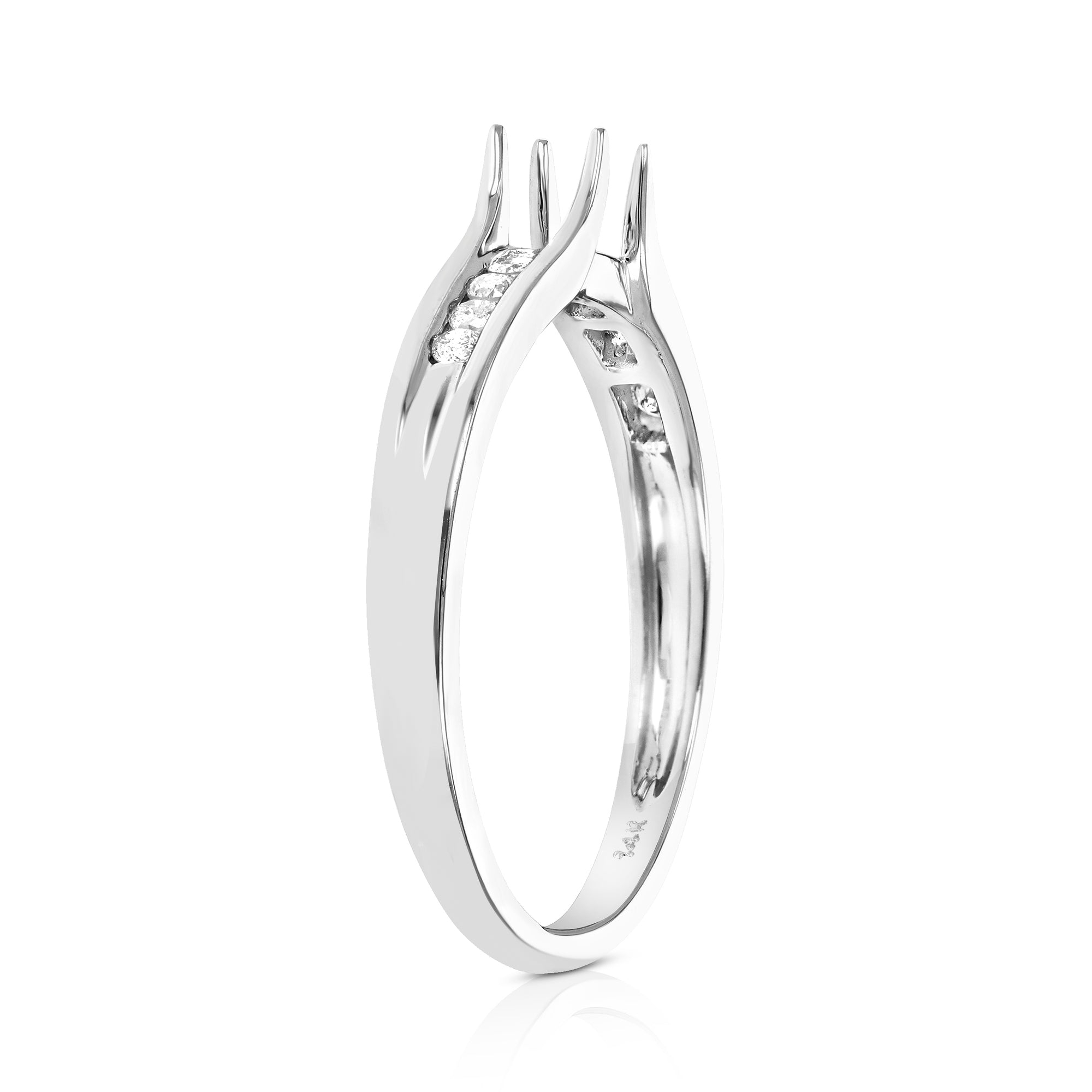 1/8 cttw Diamond Semi Mount Engagement Ring 14K White Gold Wedding Bridal Size 7