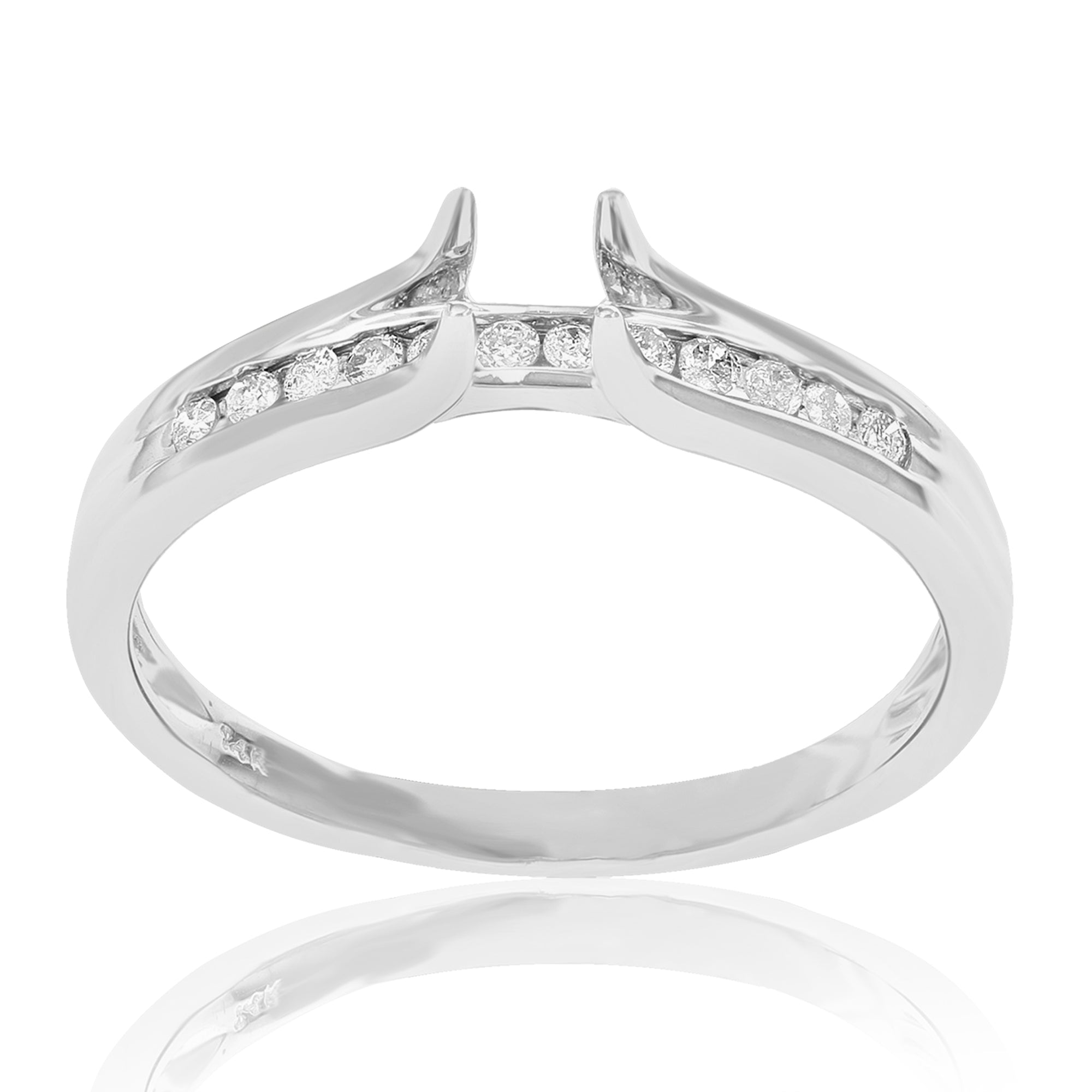1/8 cttw Diamond Semi Mount Engagement Ring 14K White Gold Wedding Bridal Size 7