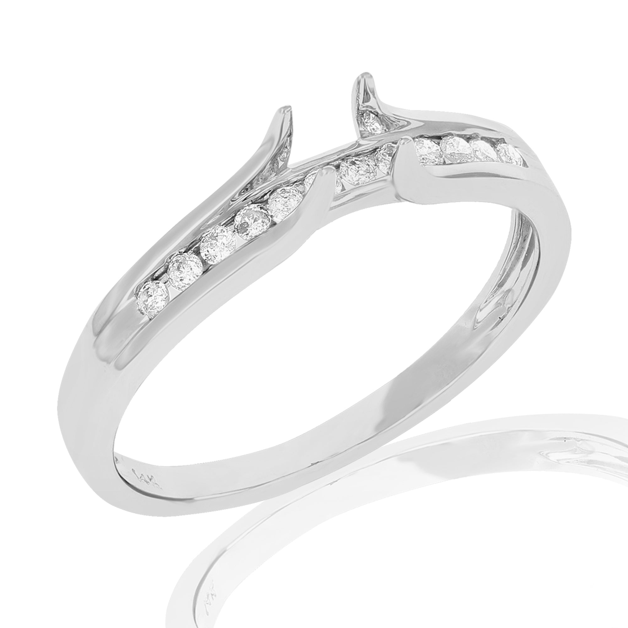 1/8 cttw Diamond Semi Mount Engagement Ring 14K White Gold Wedding Bridal Size 7