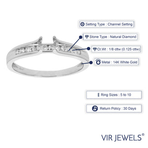 1/8 cttw Diamond Semi Mount Engagement Ring 14K White Gold Wedding Bridal Size 7
