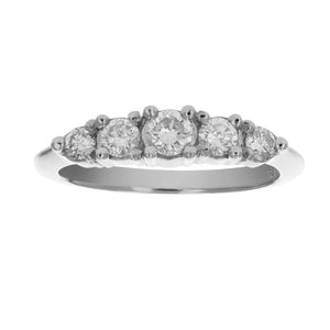 3/8 cttw Diamond 5 Stone Ring Platinum Size 7