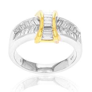 1.10 cttw Baguette Diamond Wedding Band 14K Yellow and White Gold Channel Size 7