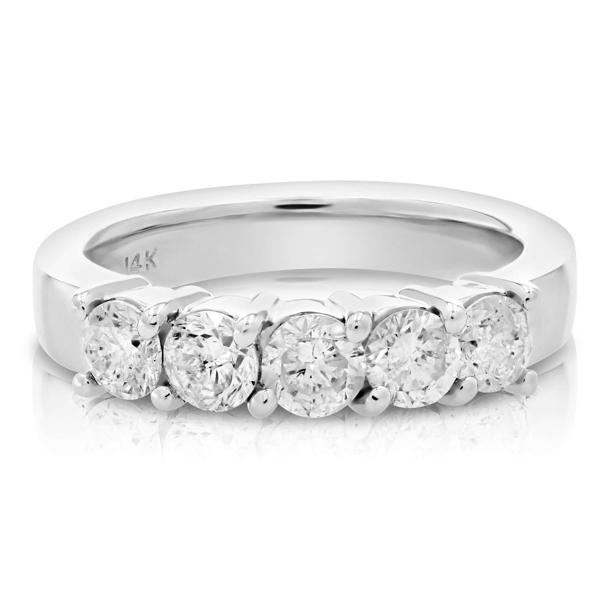 1.25 cttw Diamond 5 Stone Ring 14K White Gold Size 7