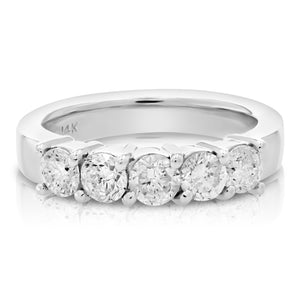 1 1/4 cttw Diamond 5 Stone Ring 14K White Gold Size 7