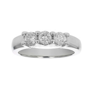 1 cttw Diamond 3 Stone Ring 14K White Gold Size 7