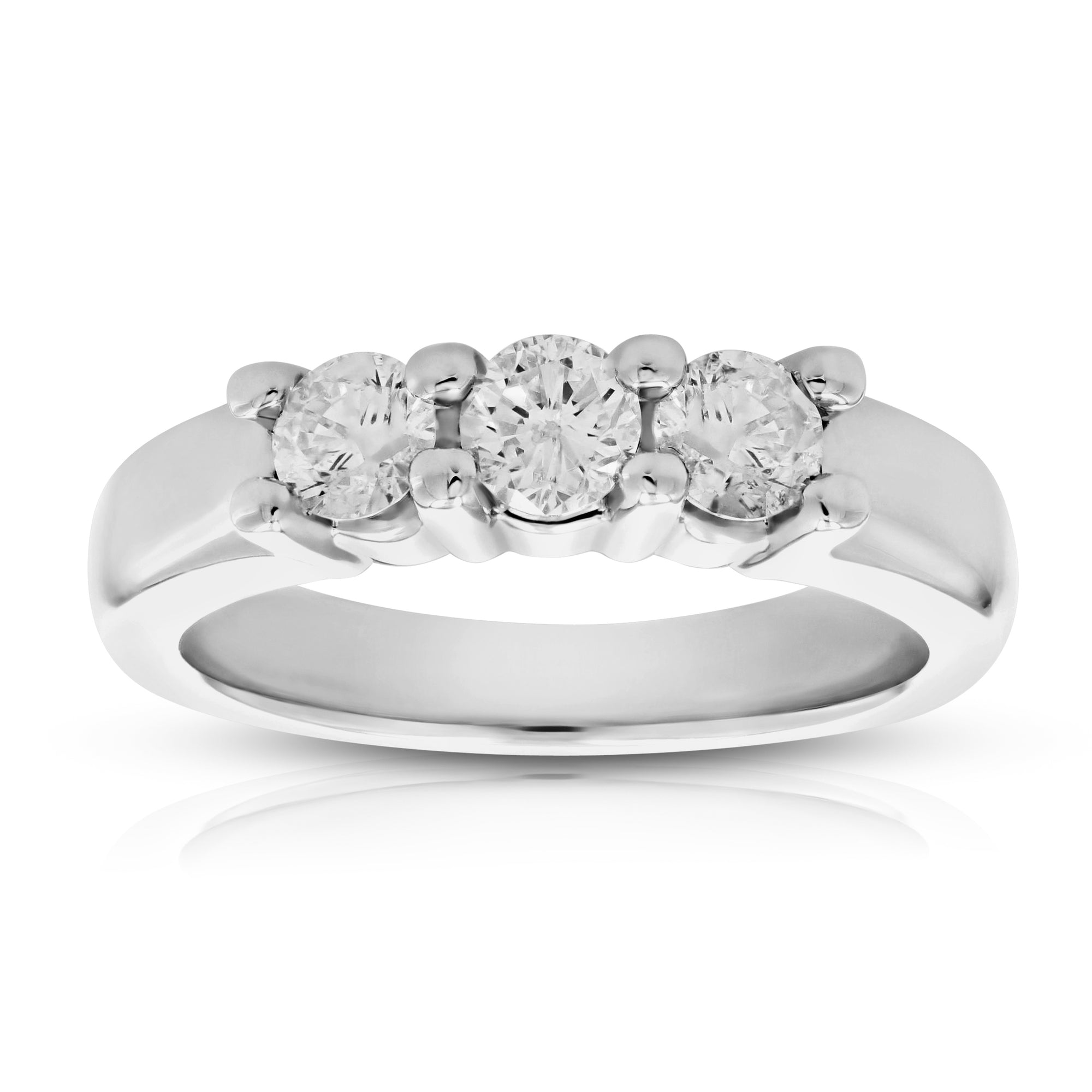 1 cttw Diamond 3 Stone Ring 14K White Gold Size 7