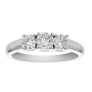 1/2 cttw Certified 3 Stone Diamond Engagement Ring 14K White Gold I1-I2