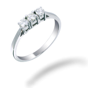 1/2 cttw Certified 3 Stone Diamond Engagement Ring 14K White Gold I1-I2