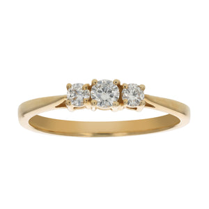 1/4 cttw 3 Stone Diamond Engagement Ring 14K Yellow Gold Round Bridal Wedding