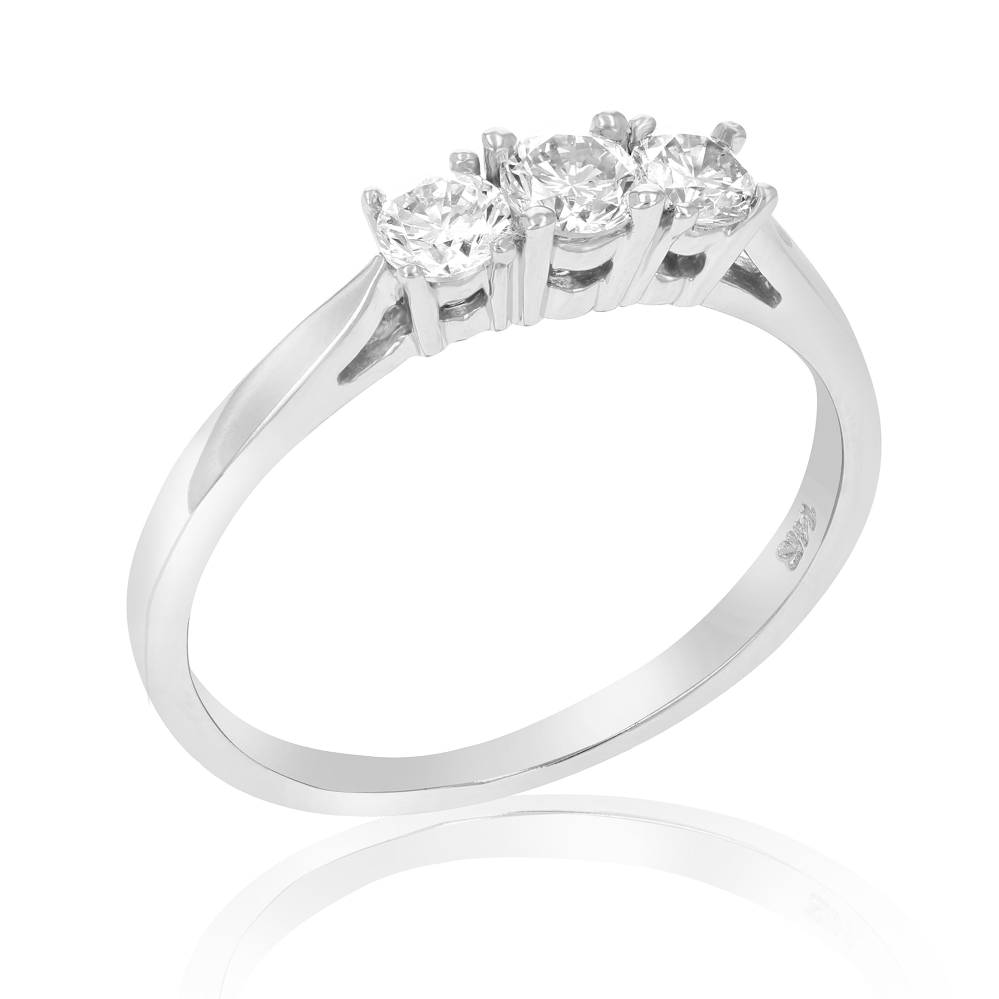 1/2 cttw Certified 3 Stone Diamond Engagement Ring 14K White Gold SI2-I1