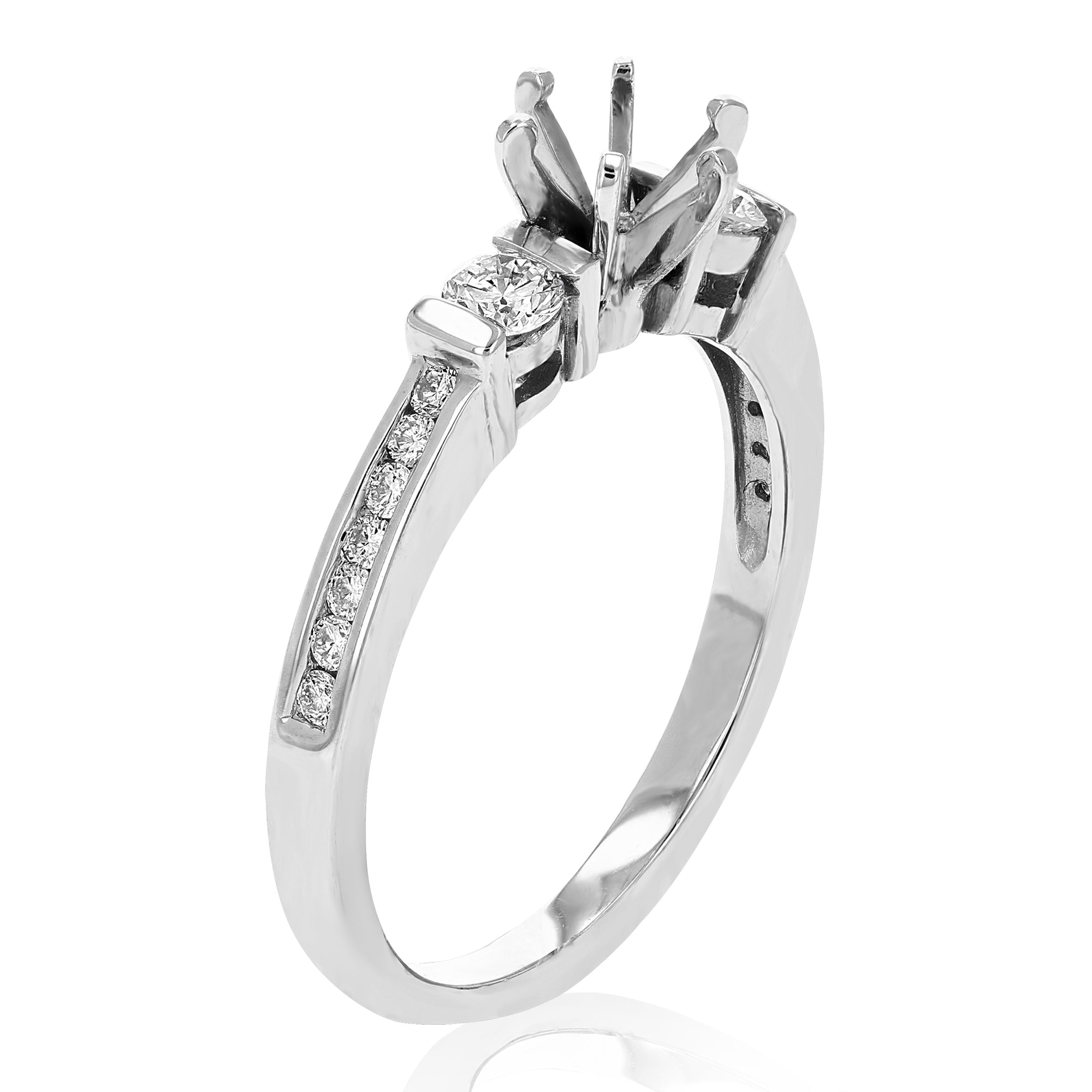 3/4 cttw Semi Mount Diamond Wedding Bridal Set 14K White Gold Round Size 7