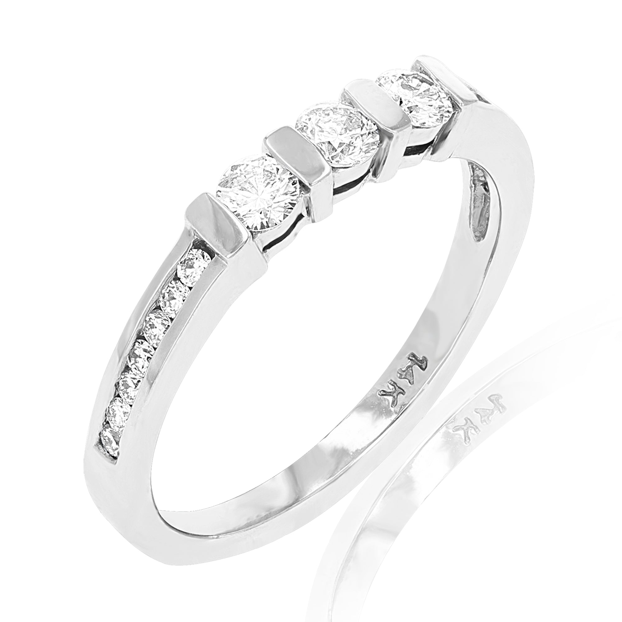 3/4 cttw Semi Mount Diamond Wedding Bridal Set 14K White Gold Round Size 7