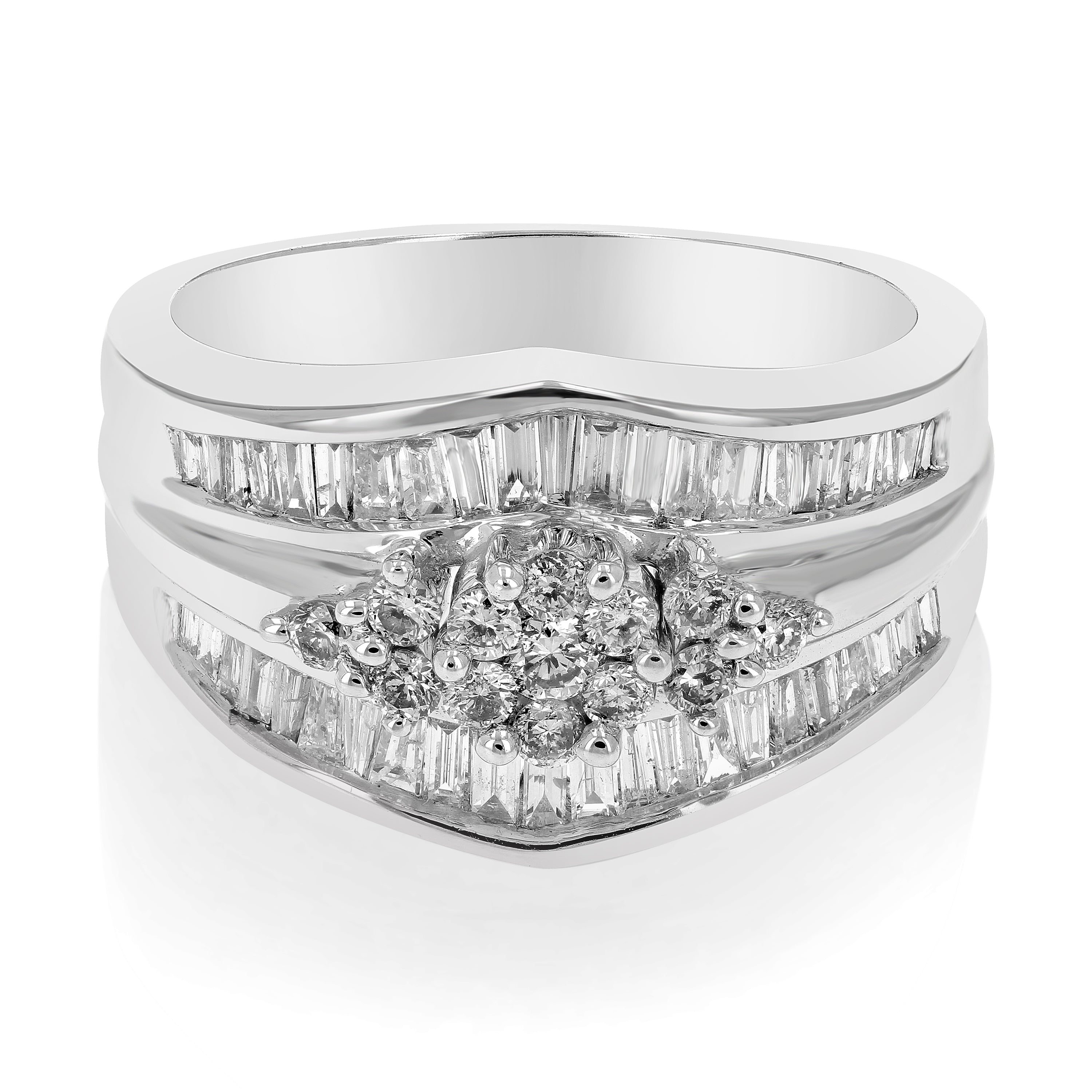 1 cttw SI3-I1 Diamond Cocktail Engagement Ring 14K White Gold Round Prong Size 7