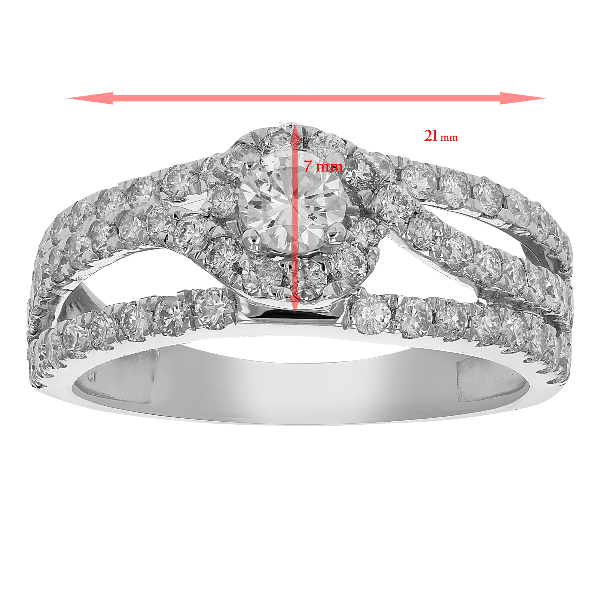 1 cttw Diamond Halo Round Wedding Engagement Ring 14K White Gold Bridal Design