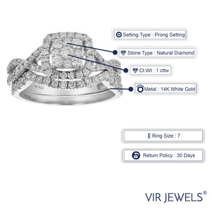 1 cttw Diamond Wedding Engagement Ring Set 14K White Gold Composite Bridal