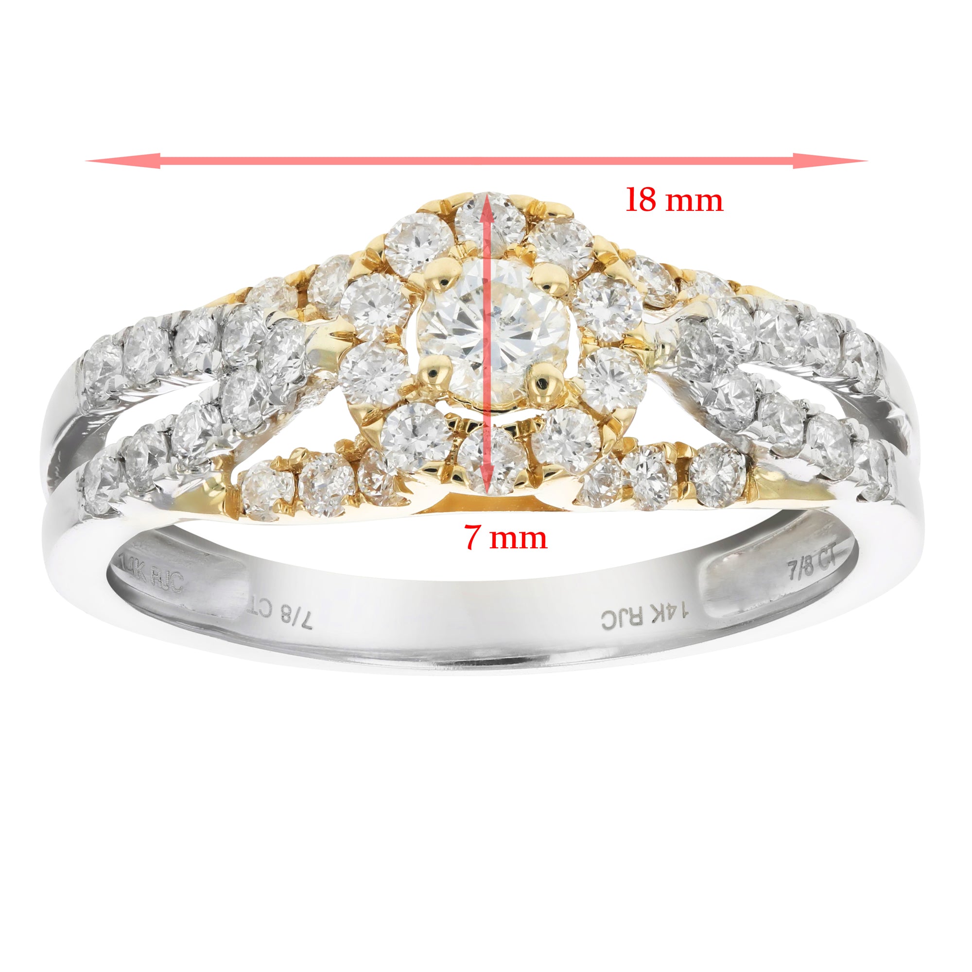 7/8 cttw Diamond Bridal Engagement Ring Set 14K Two Tone White and Yellow Gold