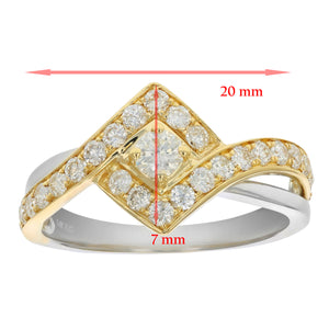 1 cttw Diamond Wedding Engagement Ring Set 14K Two Tone Gold Princess Halo Style
