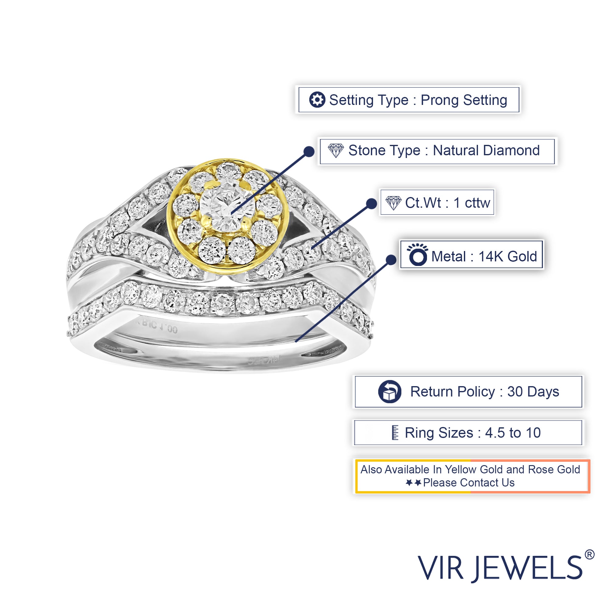 Two tone Diamond Bridal Ring