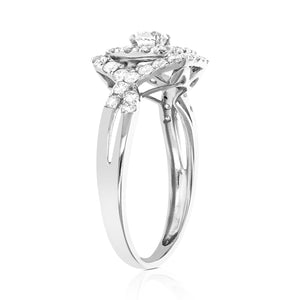 1 cttw Diamond Criss-Cross Wedding Engagement Ring 14K White Gold Square Bridal