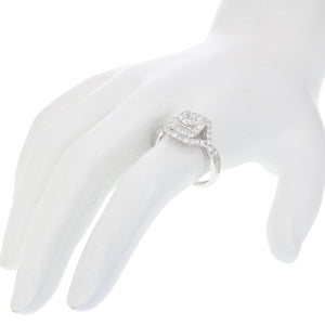 1 cttw Diamond Criss-Cross Wedding Engagement Ring 14K White Gold Square Bridal