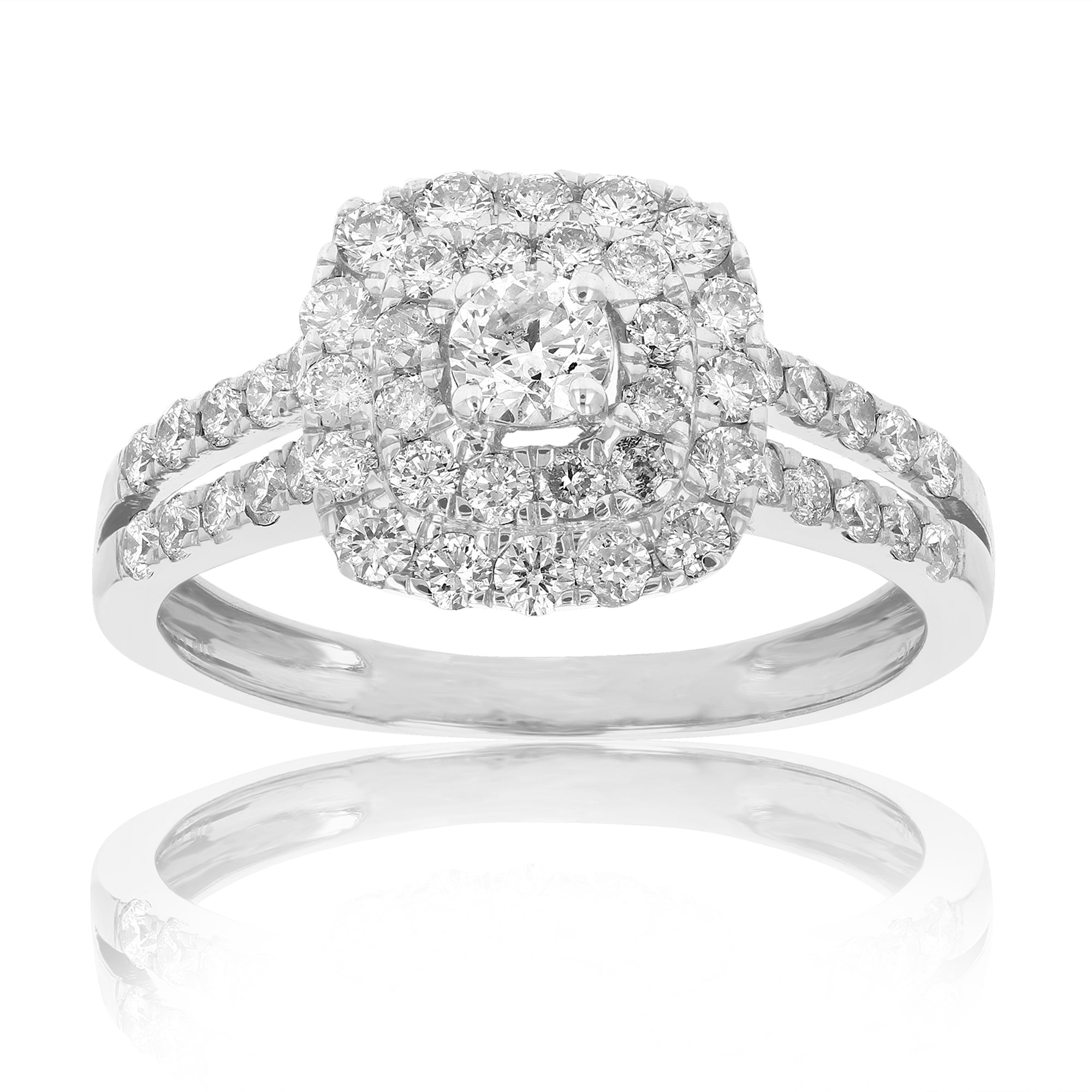 7/8 cttw Diamond Wedding Engagement Ring 14K White Gold Cushion Shape Bridal