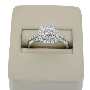 7/8 cttw Diamond Wedding Engagement Ring 14K White Gold Cushion Shape Bridal
