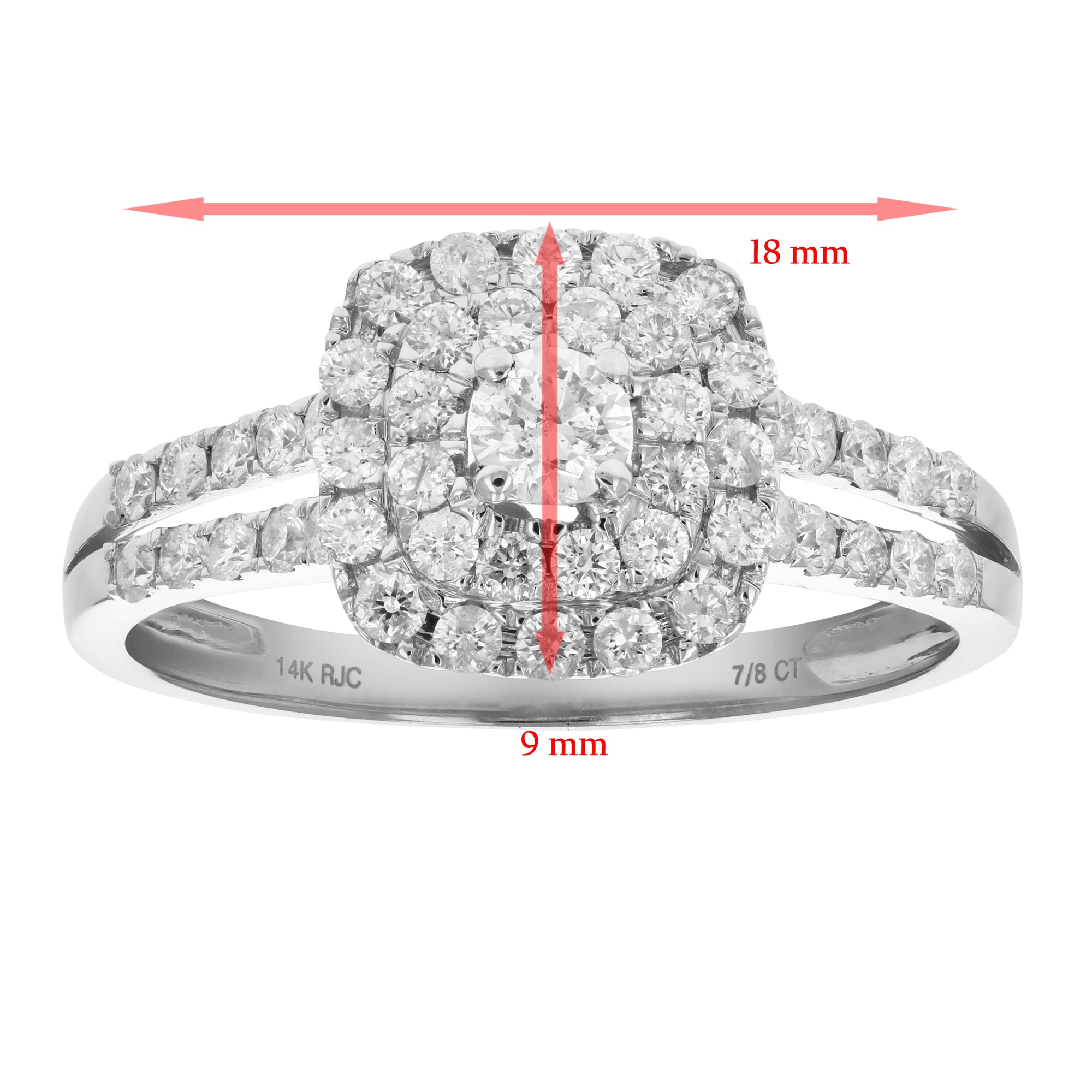 7/8 cttw Diamond Wedding Engagement Ring 14K White Gold Cushion Shape Bridal