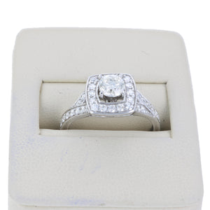 1 cttw Diamond Halo Wedding Engagement Ring 14K White Gold Cushion Prong Set